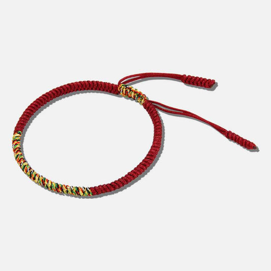 Bracelet tibétain tressé bordeaux