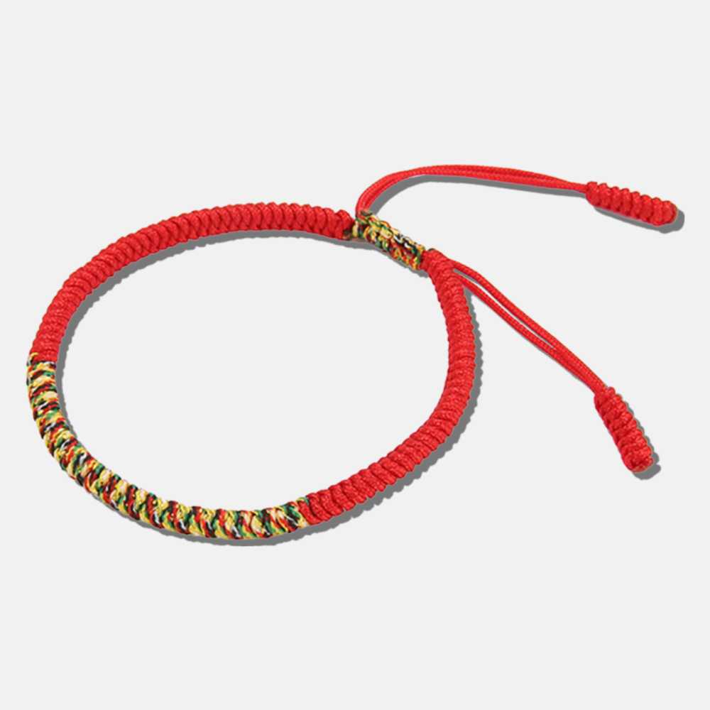 Bracelet tibétain tressé rouge