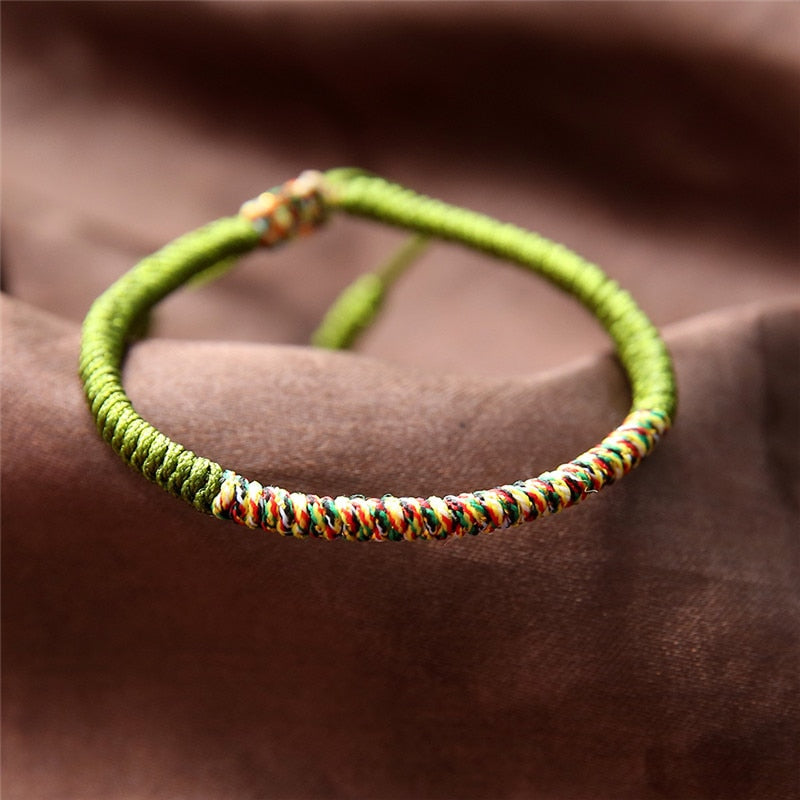 Bracelet tibétain tressé vert